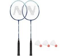 NRZ210 ALIUMINIO BADMINTONO RAKETĖS KOMPLEKTAS + 3 RAKETĖS + DANGTELIS 1/2 NILS