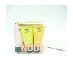 Trijų žingsnių citrusinių vaisių atsinaujinimo rinkinys „Nudestix“: „Lemon-Aid Detox &amp; Glow“ be parabenų šveičiamasis losjonas nuo papilkėjimo, 20 ml + „Nudeskin Citrus-C“ drėkinamoji kreminė veido kaukė, 20 ml + „Nudeskin Citrus“ valomasis balzamas veidui, 20 ml