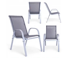„Nuforma“ sodo kėdės terasai, balkonui, sodui, modernios metalinės kėdės, 4 vnt. (04K KJC810GR-SIL)