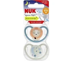 Nuk 440215 SPACE NIGHT SILIKONINIS ČIULPTUKAS 0-6 2VNT 530188, 730578