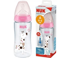NUK 441120 butelis 300 ml temperatūros indikatorius 0-6 527911, 741926 rožinis