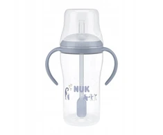 NUK Perfect Match mokomasis kūdikio buteliukas su silikoniniu šiaudeliu PENGUIN 260 ml