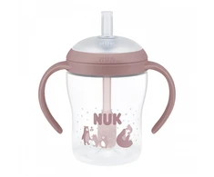 NUK Perfect Match mokomasis kūdikio buteliukas su silikoniniu šiaudeliu BEAR 150 ml
