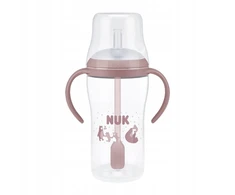 NUK Perfect Match mokomasis kūdikio buteliukas su silikoniniu šiaudeliu BEAR 260 ml