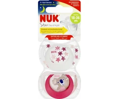 Nuk Čiulptukas 442530 SILIKONINIS ŽVAIGŽDĖ DIENĄ IR NAKTĮ 18-36 2VNT 541456, 10739735