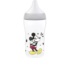 NUK Perfect Match kūdikio buteliukas su temperatūros kontrole Disney Mickey 260 ml pilkos spalvos