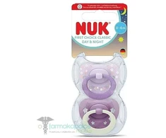 NUK SOOTHING čiulptukas 0-6m CLASSIC DAY&amp;NIGHT LIGHTS AT NIGHT 2 vnt + dėklas