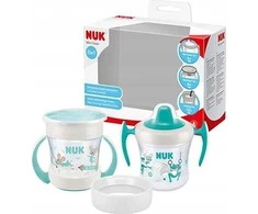 NUK Mini Cups 360° kūdikio puodelis su dangteliu, neutralus