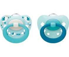 NUK Signature silikoninis čiulptukas 2vnt 0-6m turkio spalvos paukšteliai
