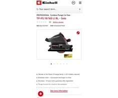 Įgilinamas pjūklas Einhell TP-PS 18/165 Li BL; 18 V; 165 mm (be akumuliatoriaus ir pakrovėjo)
