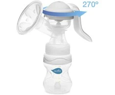Nuvita Materno Twist rankinis dviejų fazių krūties pompa su 270° besisukančia rankena, pilka + 150 ml buteliukas