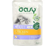 Maisto produktai - Oasy gabaliukai padaže vištiena 85g, 8% baltymų, be glitimo