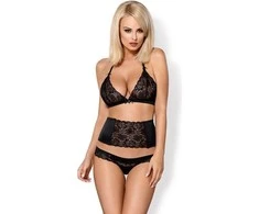 Komplet koronka stanik pas stringi obsessive lxl