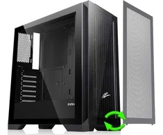 EVOLVEO Ptero Q2, 2x priekinis skydelis - stiklas/tinklelis, ATX dėklas, juodas