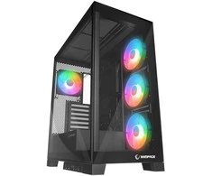 Rampage Hydra V2 kompiuterio dėklas akvariumui, 4 ventiliatoriams, ARGB, juodas
