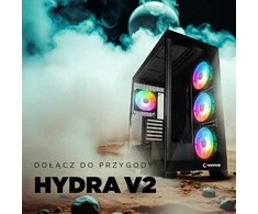 Rampage Hydra V2 kompiuterio dėklas akvariumui, 4 ventiliatoriams, ARGB, juodas