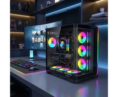 Rampage LYRON Gamingowa obudowa PC Mid Tower 7xFan ARGB PWM juoda
