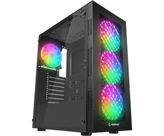 Rampage PLAID V1 Obudowa PC su oknem 4x wentylator 120mm RGB juoda