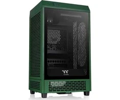 „Thermaltake The Tower 200“, bokšto tipo korpusas – tamsiai žalias, grūdintas stiklas