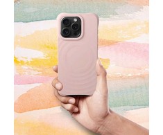 Oem dėklas, skirtas iPhone 15 PRO, silikoninis Zephyr Mag dėklas, suderinamas su MagSafe, rožinis