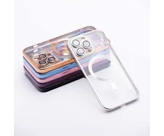 OEM dėklas, skirtas iPhone 14, Electro Mag dėklas, suderinamas su MagSafe sidabrinis