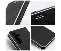 Dėklas Oem LUNA Book Carbon skirtas Samsung Galaxy S25 juodos spalvos