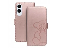 Oem MEZZO Book dėklas skirtas Samsung Galaxy S25 Edge teddy bear rožinio aukso spalvos