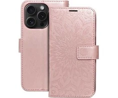 OEM atverčiamas dėklas iPhone 15 PRO Mezzo Book mandala rožinis auksinis