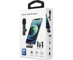 Oem Wireless lavalier microphone Lightning double with long hair (2 in set) K1 juodas