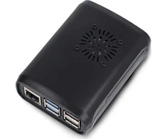 OEM dėklas Raspberry Pi 5 su ventiliatoriumi ir radiatoriais – ABS – juodas}