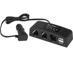 Blow Automobilinio žiebtuvėlio skirstytuvas 1x kištukas 3x lizdas + 2xUSB CS-43