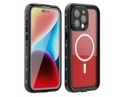 Oem iPhone 15 PRO MAX dėklas, Shellbox DOT, atsparus vandeniui, suderinamas su MagSafe, juodas