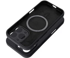 Dėklas Oem Case for iPhone 15 Silicone 2mm (camera protection) compatible with MagSafe juodas