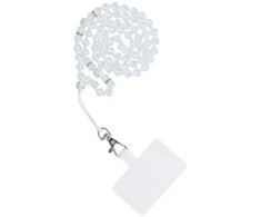Dėklas OEM CRYSTAL DIAMOND telefono virvelė, telefono pakabukas / laido ilgis 74 cm (37 cm kilpoje) / ant kaklo - baltas