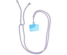 Dėklas OEM SWING (6mm) telefono virvelė, reguliuojamo ilgio telefono pakabukas / laido ilgis 165cm (maks. 82,5cm kilpoje) / ant peties arba kaklo - baltas - violetinė