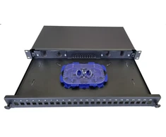 Oem Ištraukiama optinė vonia 1U, 24x SC simplex (24x LC duplex, 24x E2000) su OPTRONIC kasete 24 suvirinimo siūlėms, juoda