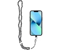 Dėklas OEM CRYSTAL DIAMOND telefono virvelė, telefono pakabukas / laido ilgis 74 cm (37 cm kilpoje) / ant kaklo - juodas