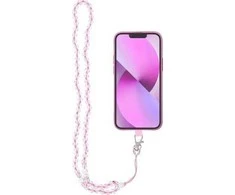 Dėklas Oem CRYSTAL DIAMOND telefono virvelė, telefono pakabukas / laido ilgis 74cm (37cm kilpoje) / ant kaklo - šviesiai rožinė