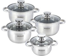 Ofenbach Puodų rinkinys 8d (1,1+1,7+2,4l+3,4l),nerūdijantis plienas