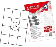 Office Products Etiketės Office Products A4 63,5x72 mm baltos (100)