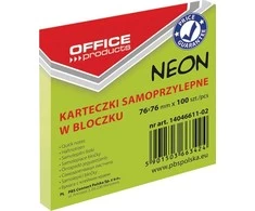Office Products Lip.lapeliai 76x76/100 OFFp, neon žali