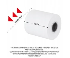 „Office Products“ termoritėliai „OFFICE PRODUCTS“, 57 mm x 45 m, storis 48 +/- 6, 10 vnt., balti