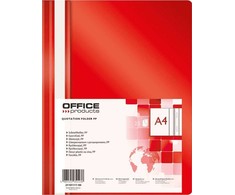 Office Products Plastikinis segtuvėlis, A4, skaidriu viršeliu, su įsegėle, raudonos spalvos