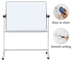 Office Products Mobilioji sausa trinamoji lenta - magnetinė OFFICE PRODUCTS, dvipusė, lakuota, aliuminio rėmas, pasvirimo kampo reguliavimas, 150x100 cm,