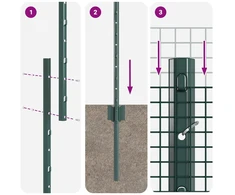 Tvora su stulpais Žalia 1,6 x 10 m Plienas ir PVC