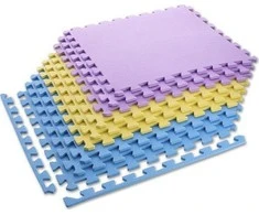 Sudedamas kilimėlis treniruotėms One Fitness MP10 geltonas-mėlynas-purpurinis, 60x60x1.0cm (9 dalių)