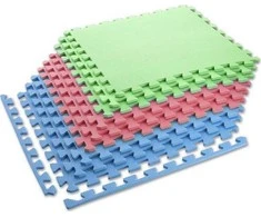 Sudedamas kilimėlis treniruotėms One Fitness MP10 žalias-mėlynas-raudonas, 60x60x1.0cm (9 dalių)