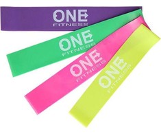 One Fitness Mini Band PBF-SET04 skirtingų varžos lygių rinkinyje įvairiaspalvis 4 vnt.