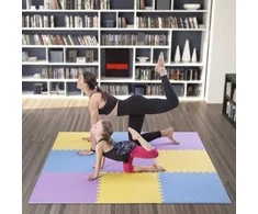 Sudedamas kilimėlis treniruotėms One Fitness MP10 geltonas-mėlynas-purpurinis, 60x60x1.0cm (9 dalių)