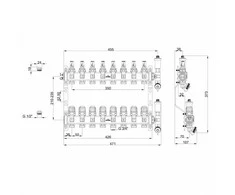 8 kontūrų grindų šildymo skirstytuvas Invena INOX PLUS PROV 8, nerūdijančio plieno